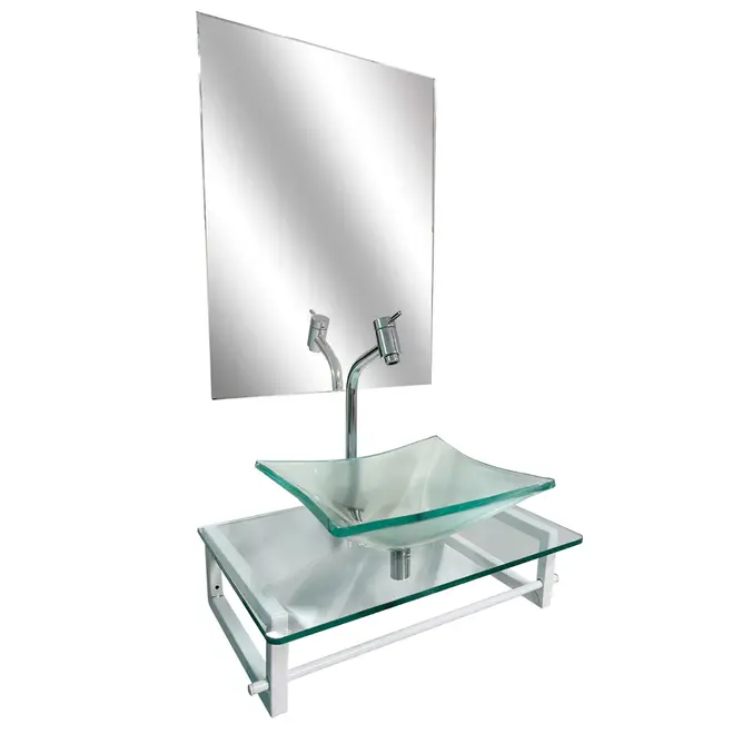 Kit Lavabo+Cuba+Espelho Basic Incolor Dulluc